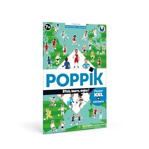 Produktbild: POPPIK 1841076 Sticker-Poster, Fußball, interaktives Lernposter mit Aufklebern, mehrsprachiges Fußballposter, für Kinder ab 7 Jahren, 68 x 100 cm