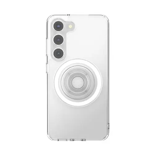 Produktbild: PopSockets-Hülle für Samsung Galaxy S23, kompatibel mit MagSafe, inklusive magnetischem PopGrip-Handyhalter, Handyhülle für Galaxy S23 – Clear