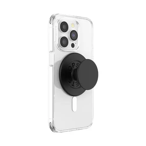 Produktbild: PopSockets runder Telefongriff kompatibel mit MagSafe, Adapterring im Lieferumfang enthalten, Telefonhalter, kabelloses Laden kompatibel - Black