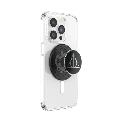 Produktbild: PopSockets: PopGrip Round für MagSafe - Inklusive Adapterring für MagSafe - Ausziehbarer Sockel und Griff mit einem Austauschbarem Top für Smartphones und Hüllen - Enamel Deathly Hallows