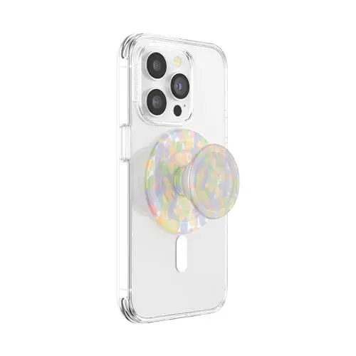 Produktbild: PopSockets: PopGrip Round für MagSafe - Inklusive Adapterring für MagSafe - Ausziehbarer Sockel und Griff mit einem Austauschbarem Top für Smartphones und Hüllen - Rainbow Glass