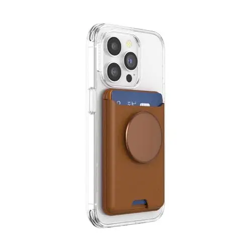 Produktbild: PopSockets: PopWallet für MagSafe - Mit Griff - Inklusive Adapterring für MagSafe - Schlanker, repositionierbarer Kartenhalter für Smartphones und Hüllen - SoftGoods - Cognac