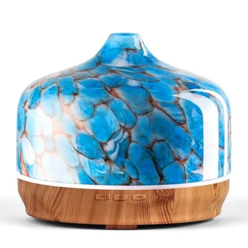 Produktbild: Porseme 500ml Aroma Diffuser Glas,Handgeblasen Luftbefeuchter,Ultraschall Cool Mist Leise,7 farbwechselnde LEDs,Letzte 15-21 Stunden,BPA Frei,Raumbefeuchter für Wohnung,Elegantes Geschenk