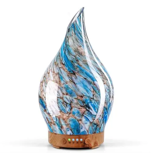 Produktbild: Porseme Aroma Diffuser Glas,Handgeblasen Glas Diffuser Luftbefeuchter Ultraschall Leise 7 Farbwechselnde LEDs Raumbefeuchter BPA Frei für Wohnung Yoga SPA mit Timer,Weihnachten Geschenk für Frauen