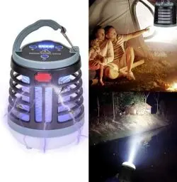 Produktbild: Portable Bug Zapper, elektrische wiederaufladbare Moskito Killer Camping Lampe, 2 in 1 Indoor/Outdoor Multifunktionale Fly Killer Lichter, IPX4 Wasserdichtes Zelt Licht