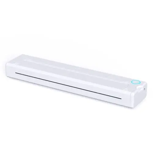 Produktbild: Portable Drucker, Bluetooth Mobile Tragbarer Drucker A4 unterstützen 210x297mm A4 Thermopapier, Wireless No-Ink Reisedrucker, kompatibel mit Android, Laptop und iOS für Unterwegs nur 475g Gewicht! Wei
