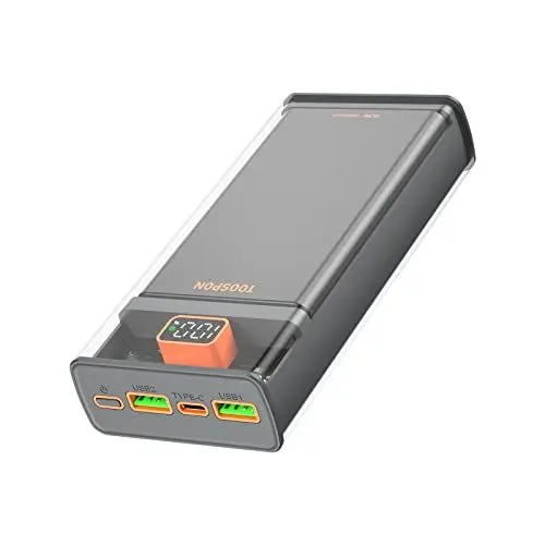Produktbild: Portable Power Bank 26800mAh QC 3.0 22.5W PD 20W Neu transparentes Design Portable Charger, Externe Akku Digitalanzeige Kompatible Telefone, Kamera, usw. (Grau)