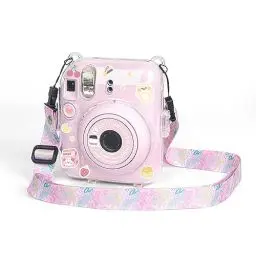 Produktbild: Portable Transparente Tasche Kompatibel mit Instax Mini 12 Sofortbildkamera Zubehör, mit niedlichem verstellbarem Riemen und Mini-Fotoalbum und Aufkleber Dekoration Set (A)