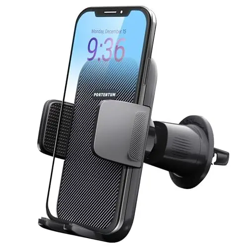 Produktbild: PORTENTUM Handyhalterung Auto, 360° Drehbar Handyhalter fürs Auto mit EIN-Knopf-Release, Amaturenbrett Glasscheibe KFZ Handy Halterung, Kompatibel mit jedem Mobiltelefon von 4 bis 7 Zoll