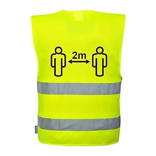 Produktbild: Portwest C406 Lightweight Social Distance Logo Vest with Hi-Vis Reflective Tape, Large/XL, Yellow, C411