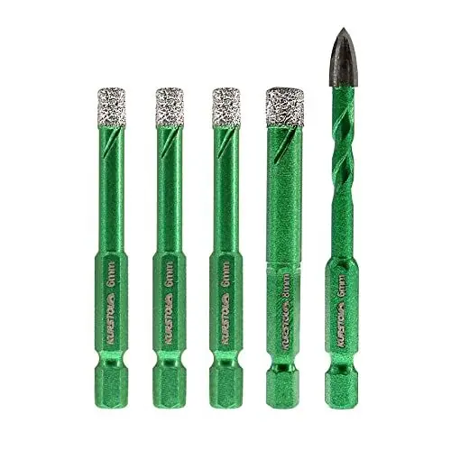 Produktbild: Porzellanfliesen Diamantbohrer Bits set – Fliesenbohrer set für Keramik, Marmor, Granitstein, Trockene Diamantbohrer Set, Schnellwechselschaft, fest auf Bohrern, Nr. K7