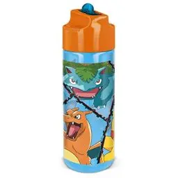 Produktbild: P:os 34248 - Pokémon Trinkflasche für Kinder, transparente Flasche mit integriertem Strohhalm zum Hochklappen, ca. 540 ml, aus Kunststoff, bpa- und phthalatfrei