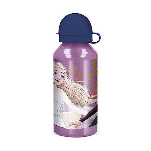 Produktbild: p:os 35439 - Frozen Die Eiskönigin 2 - Aluminium Trinkflasche für Kinder, Wasserflasche mit Deckel und ca. 400 ml Fassungsvermögen, auslaufsicher, ideal für Schule, Sport und Freizeit
