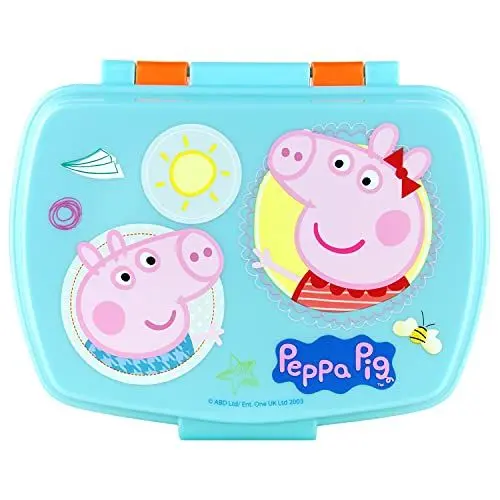 Produktbild: p:os p:os Peppa Wutz Brotdose für Kinder mit einem Fach, Lunchbox aus Kunststoff mit Clip-Verschlüssen, Vesperdose für Kindergarten, Schule und Freizeit