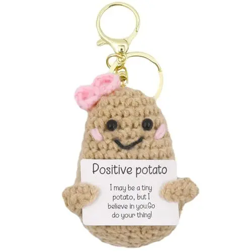 Produktbild: Positive Potato,Lustige Gestrickte Kartoffel mit Schlüsselanhänger,Positive Kartoffel Pocket Hug,PlüSch Figuren Positive Kartoffel Puppe,Positive Kartoffeln,Lustige Plüschtiere,Mutmacher Geschenk