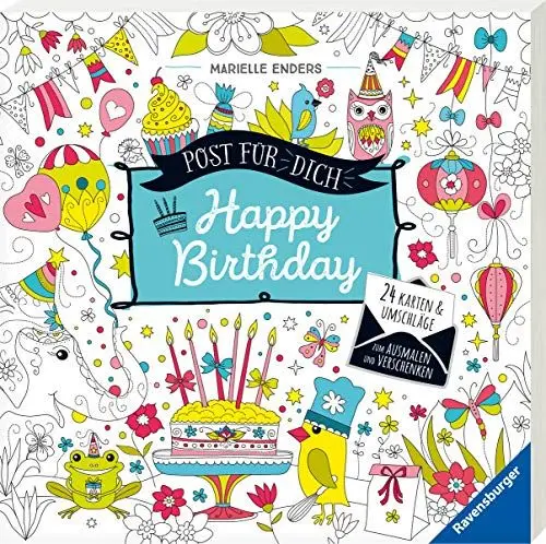 Produktbild: Post für dich! Happy Birthday: 24 Karten & Umschläge zum Ausmalen und Verschenken