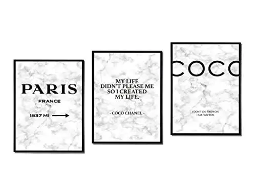 Produktbild: Postertech® Premium Poster Set | 4 Bilder als stilvolle Wanddeko | 4X DIN A4 | Marmor Weiss COCO Set (3er weiss neu)
