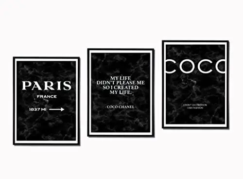 Produktbild: Postertech® Premium Poster Set | 4 Bilder als stilvolle Wanddeko | 4X DIN A4 | Schwarz Weiss COCO Set (3er schwarz neu)