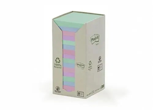 Produktbild: Post-it 654-1RPT Haftnotiz Recycling Pastell Rainbow Notes Tower