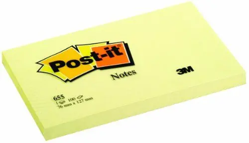 Produktbild: Post-it 655 Haftnotizen, 127 x 76 mm, gelb, 5 Stück