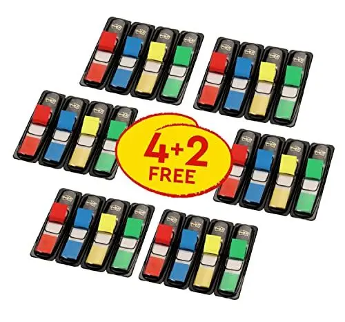 Produktbild: Post-it Index Haftstreifen, Mini, 4 Spender und 2 GRATIS, 11.9 mm x 43.2 mm, 35 Haftstreifen pro Spender - Für Dokumente und Wichtige Informationen