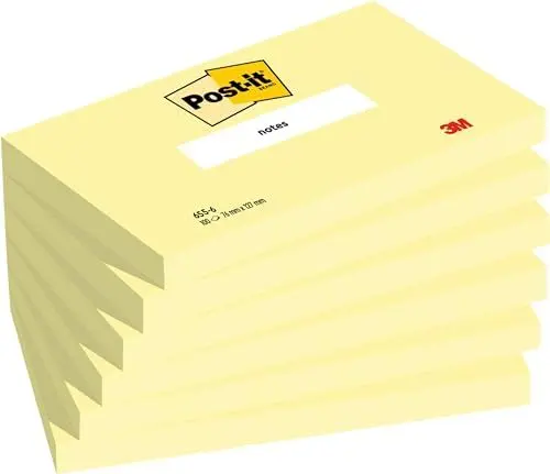 Produktbild: Post-it Notes Canary Yellow – 6 Blöcke (76 x 127 mm, 100 Blatt pro Block) – Selbstklebende Notizzettel für Notizen, To-do-Listen und Erinnerungen