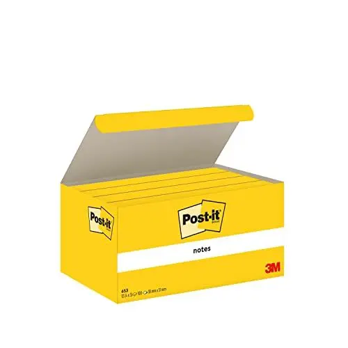 Produktbild: Post-it Notes, Gelb, 12 Blöcke, 38 mm x 51 mm, 100 Blatt pro Block - Selbstklebende Notizzettel zum Notieren, für To-Do-Listen und als Erinnerung