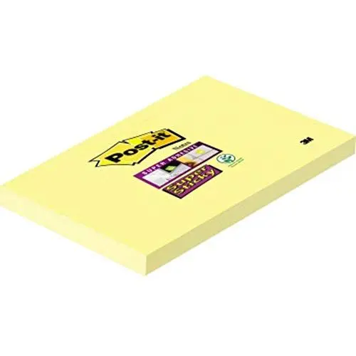 Produktbild: Post-it Notes Super Sticky repositionierbar 90 Blatt, 76 x 127 mm, Gelb, 652003, 127x76 mm