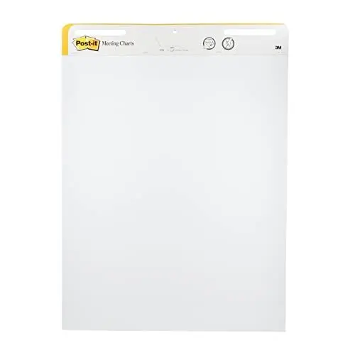 Produktbild: Post-it Super Sticky selbsthaftendes Meeting Chart (Flipchart) Promotion 2 Blöcke + 1 GRATIS, 63.5 cm x 76.2 cm, Farbe: Weiß - Selbstklebendes Flipchartpapier für Brainstormings überall