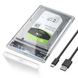Produktbild: POSUGEAR Festplattengehäuse 2,5 Zoll, 6Gbps USB C 3.1 Gen 2 Externes Festplatten Gehäuse für 7mm/9.5mm 2.5 Zoll SATA SSD HDD mit UASP, Externe SSD Gehäuse mit USB 3.1 Kabel Werkzeugfreie Montage-Klar