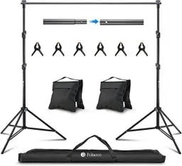 Produktbild: Potaeco Foto Hintergrund Ständer, 2,8x3M Backdrop Ständer Verstellbarer Fotostudio Support System mit 6 Hintergrundclips, 2 Sandsäcken und Tragetasche für Porträt Produktfotografie, Hochzeit Parteien