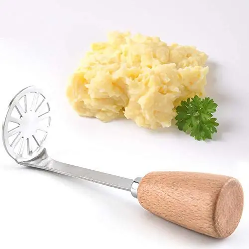 Produktbild: Potato Ricer Masher, Potato Masher Edelstahl mit Holzgriff, glatter Kartoffelstampfer für Babynahrung Obstgemüse