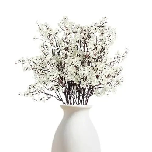 Produktbild: POTRUWE 48 cm Wintersüße Kunstblumen in Großen Mengen, Patriotische Blumen, Japanischer Piment, Künstliche Schleierkrautblumen, Langer Stiel, Blumenstrauß für Hochzeit, Party,