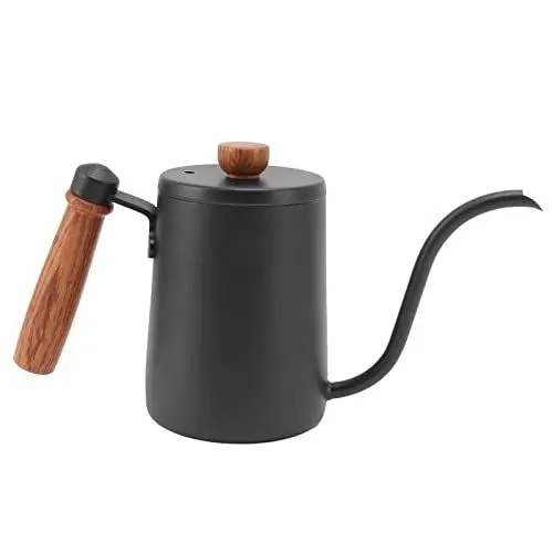 Produktbild: Pour Over Kaffee Wasserkocher, 20oz Edelstahl Kaffeekanne, Kaffee Wasserkocher Tee mit Schwanenhalsauslauf Schwarz Pour Over Kaffee Wasserkocher für Kaffeemaschine Büro, Zuhause
