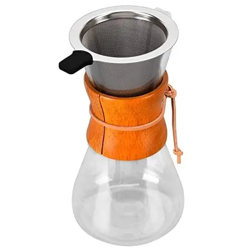 Produktbild: Pour Over Kaffeemaschine, Bambus hitzebeständige klassische 550ml Glaskaffeemaschine für Coffee Shop für Zuhause für das Büro
