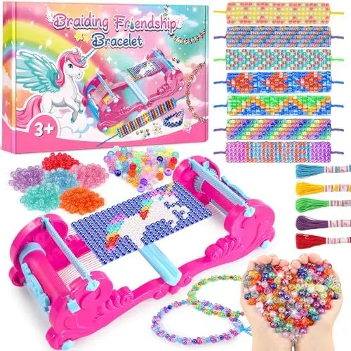 Produktbild: Pourbibi Armbänder Selber Machen Kinder Ostergeschenke kinder 10 jahre,Freundschaftsarmbänder Selber Machen,Schmuck Basteln Mädchen Bastelset Kinder ab 6 Jahre, Einhorn Geschenke Mädchen 6 7 8 9 10 11