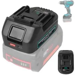 Produktbild: Powarobor USB Akku Adapter Dual USB/Type-C Anschlüsse kompatibel mit Makita 18V LXT Elektrowerkzeugen (für Bosch 18V GBA Akkus BAT609 BAT610, mobiles Laden von Smartphone,Tablet und Co.,Nur Adapter)