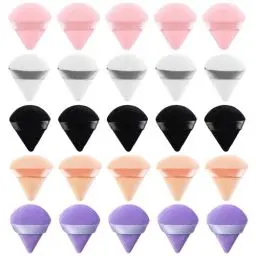 Produktbild: Powder Puff Puderquaste Dreieck Make up Schwamm 25 Stück Triangle Makeup Schwämmchen Nass Trocken Make up Werkzeug Waschbar Puderquaste für Loses Pulver, Grundierung