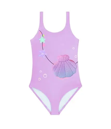 Produktbild: POWER FLOWER Mädchen Badeanzug Einteiler Rüschen Badeanzug Einhorn Schwimmbekleidung Strandbekleidung für Mädchen 2-14 Jahre (10-12 Years, LA636-Purple)