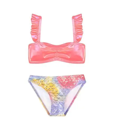 Produktbild: POWER FLOWER Mädchen Badeanzug Zwei-Teile Bikini Sets Tankini Sets Schwimmanzug für Mädchen 4-12 Jahre (4-6Years, LA609-1-Blue)