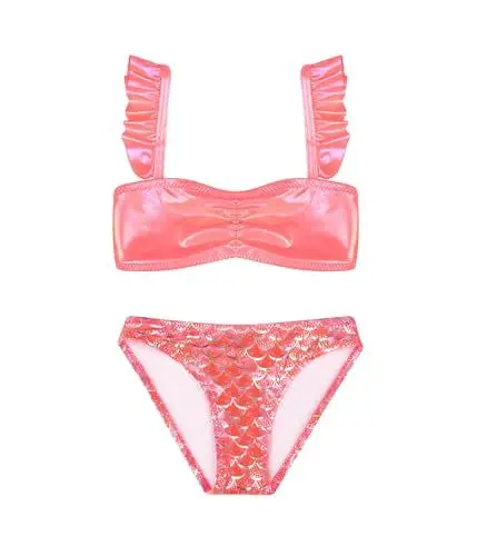 Produktbild: POWER FLOWER Mädchen Badeanzug Zwei-Teile Bikini Sets Tankini Sets Schwimmanzug für Mädchen 4-12 Jahre (4-6Years, LA609-1-Red)