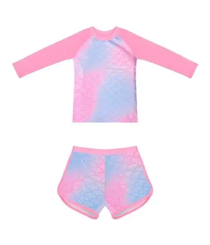 Produktbild: POWER FLOWER Mädchen Langarm Badeanzüge Rashguard Sets Badeanzug Sonnenschutz Schwimmbekleidung für 2-12 Jahre (10-12 Years, LA667-Pink)