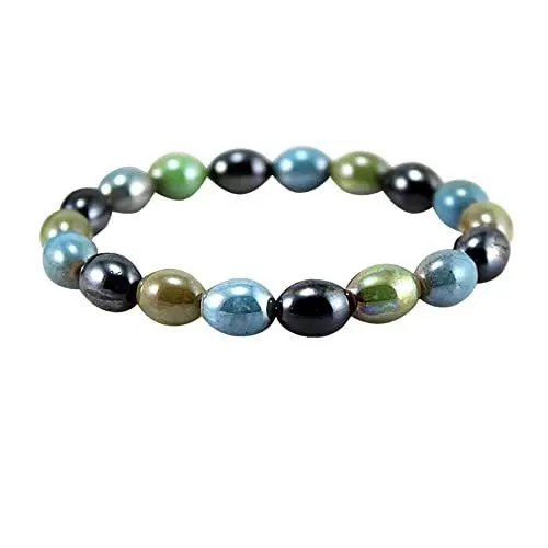 Produktbild: Power Ionics 8mm armbänder Regenbogen Elastisches Armband für Herren und Damen aus Turmalin, 16,5-18 cm, Schmuck für Männer und Frauen, inklusive Geschenkbag