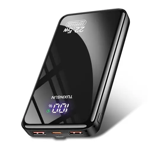 Produktbild: Power Bank 20000 mAh 22.5 W PD3.0 QC4.0 External Mobile Phone Battery PD20W Fast Charging Power Bank with LCD Display USB C Outputs & Inputs Portable Charger (Black01)