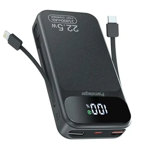 Produktbild: Power Bank 25.800 mAh, 22,5W PD3.0 QC4.0 Externer Handyakku Schnell Aufladende LCD Display Powerbank mit USB-C Kabel USB C Ausgängen & Eingängen Tragbares Ladegerät für Smartphone Tablets (P89-02)