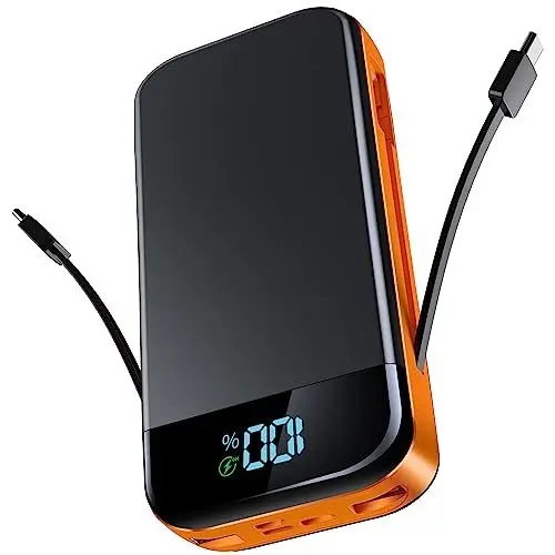 Produktbild: Power Bank 52800mah Schnellladefunktion, Powerbank mit Kabel, QC3.0 22.5W & USB C PD 20W Akku Pack, Externe Handyakkus mit LED Display, 3 Input 5 Output, Tragbares Ladegerät für Smartphones, Tablets