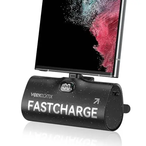 Produktbild: Power Bank USB C VEEKTOMX Mini Powerbank 5000mAh PD 20W Powerbank Klein PD3.0 QC3.0 Schnelles Aufladen Externe Handyakkus Kompatibel mit Samsung/iPhone 15/Huawei/OnePlus/Xiaomi usw. (Schwarz)