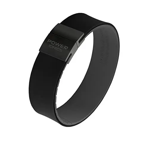 Produktbild: Power Ionics Turmalin Silikon Armband Herren Unisex Sportarmband für Energieausgleich, Black/Gray Silicone Band, 13 cm - 21 cm Black Buckle