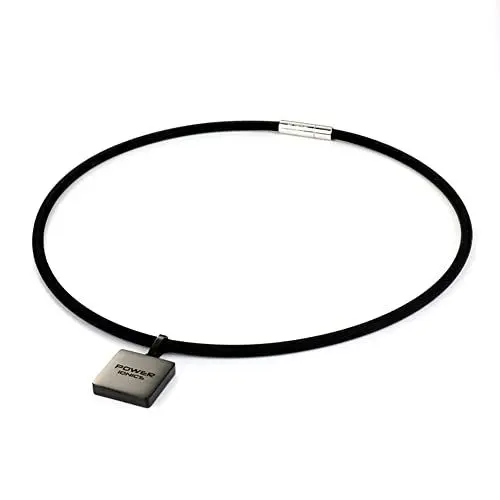 Produktbild: Power Ionics Schwarzer Turmalin, süße, praktische Paar-Halskette, quadratischer Anhänger aus schwarzer Kohlefaser, 42 cm/48 cm, Geschenktüte, Schmuck-Halskette