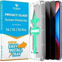 Produktbild: Power Theory Sichtschutz Glas für iPhone 14, iPhone 13 Pro, iPhone 13 Schutzfolie, Sichtschutzfolie mit Schablone, Glas Folie, Displayschutzfolie, Schutzglas (2 Stück)